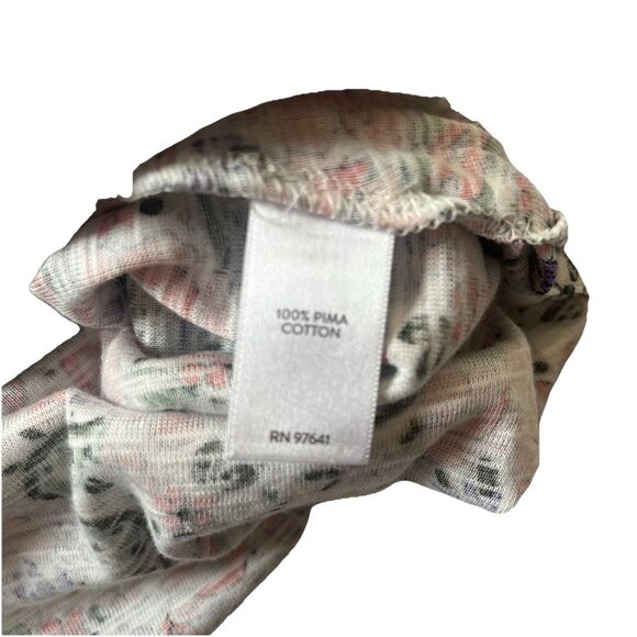 J Jill Womens Top XS Floral Print Pima Slub Elbow Sleeve Tee 100% Cotton Casual - Picture 5 of 8